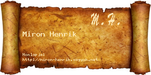 Miron Henrik névjegykártya